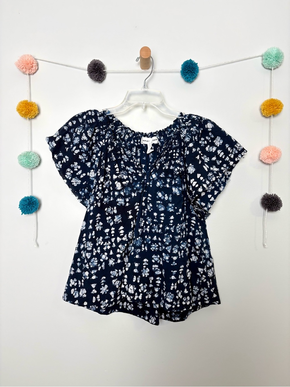 Apiece Apart Navy Caminitas Puff Sleeve Top